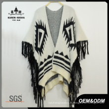 Femmes Design spécial Fringe Fur Poncho Sweater